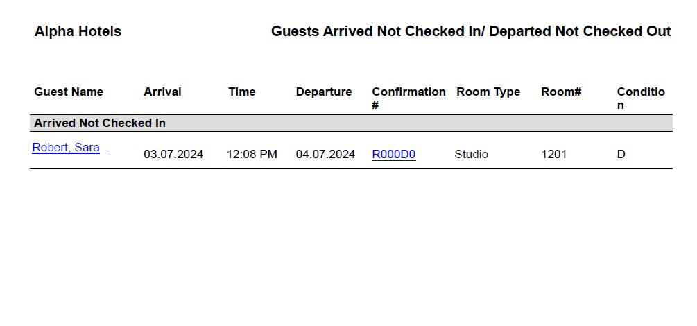 Soft Check in/Check out Report