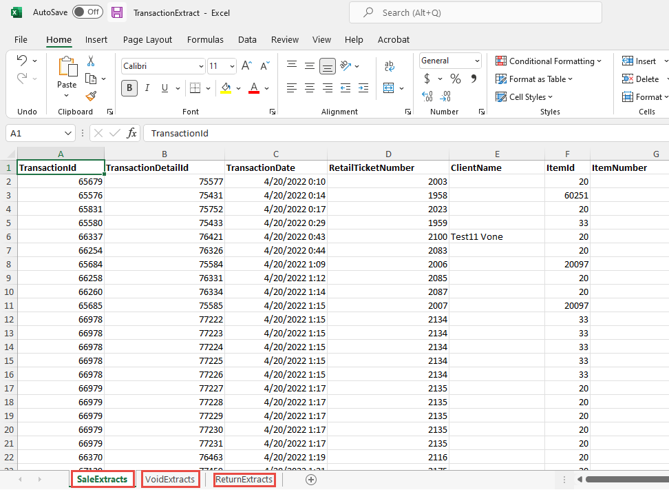 Multiple Excel Transaction Transaction Extract